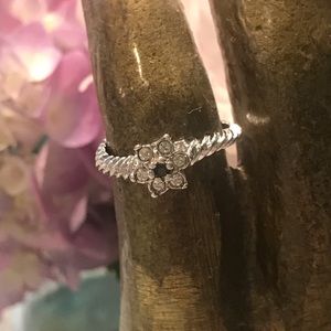 Delicate CZ ring with simulated sapphire